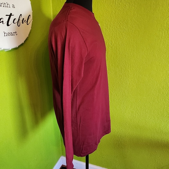 NIKE All Purpose Tee Mens Large Long Sleeve Maroon Standard Fit Cotton - Picture 4 of 8